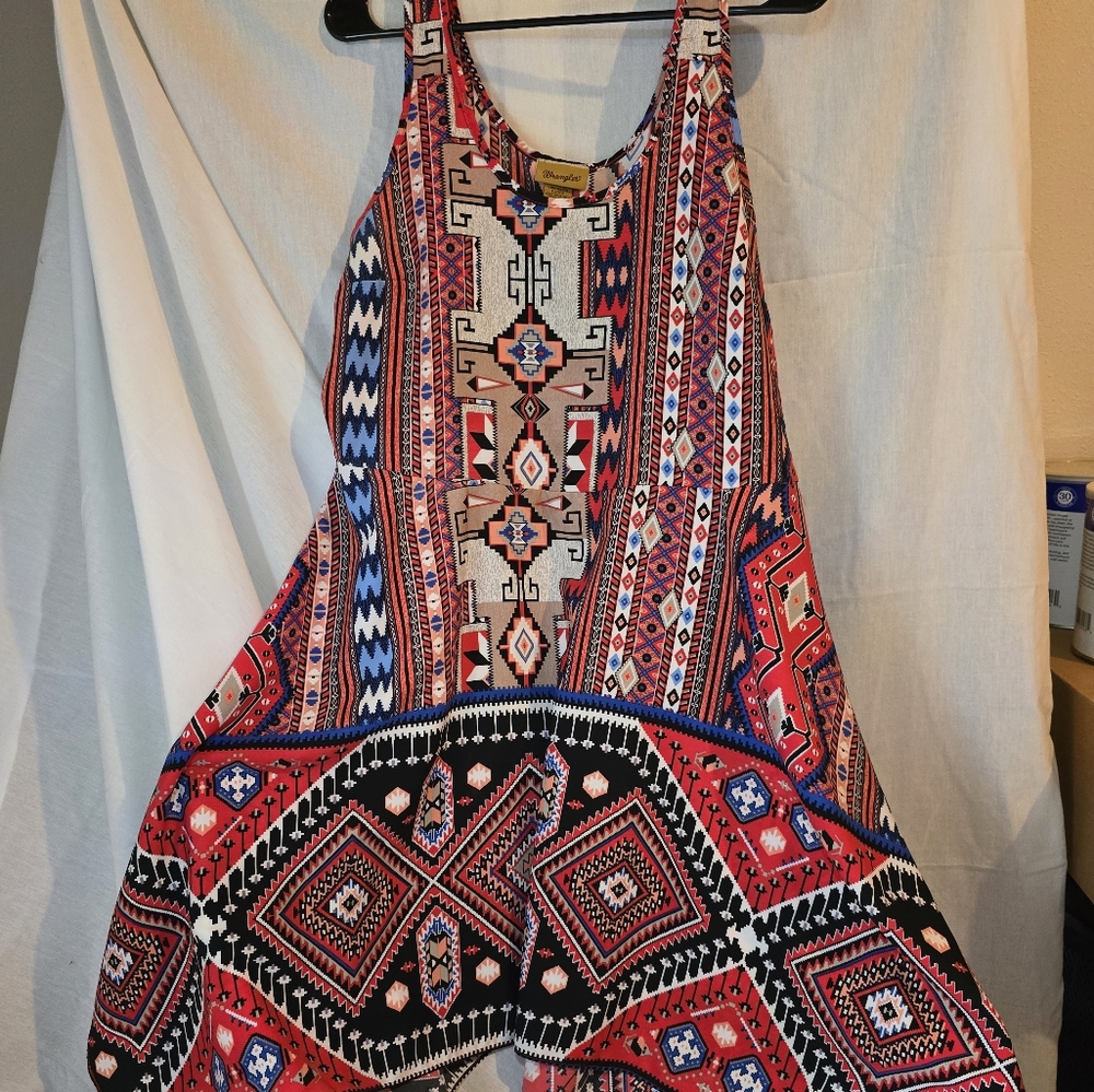 Wrangler Red Blue Black Patterned Mini Dress